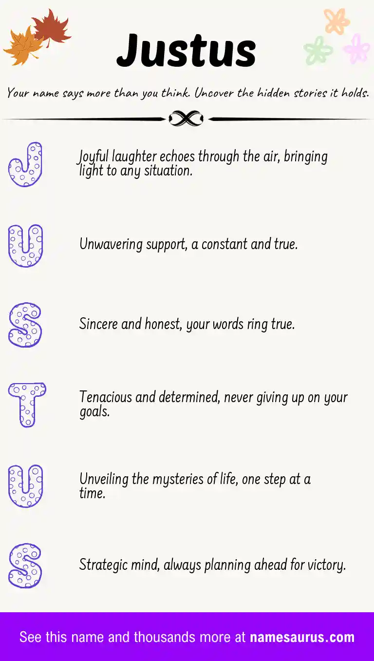 Acrostic poem about Justus.