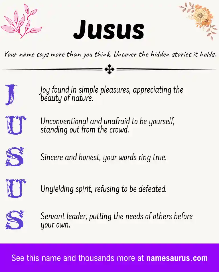 Acrostic poem about Jusus.