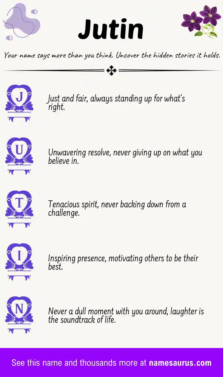 Acrostic poem about Jutin.