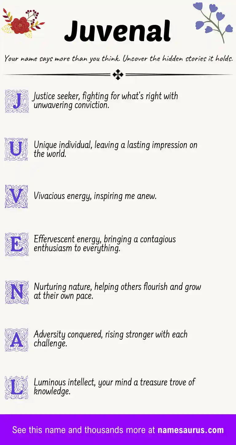 Acrostic poem about Juvenal.