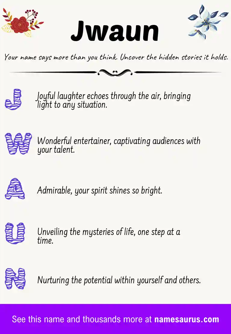 Acrostic poem about Jwaun.