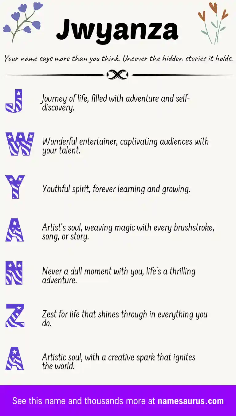 Acrostic poem about Jwyanza.