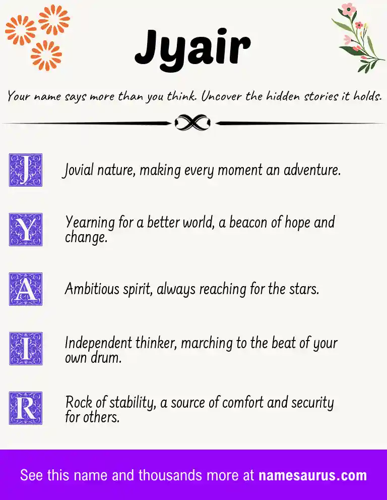 Acrostic poem about Jyair.
