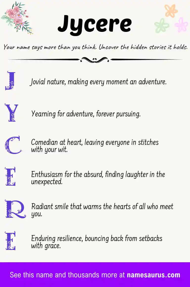 Acrostic poem about Jycere.