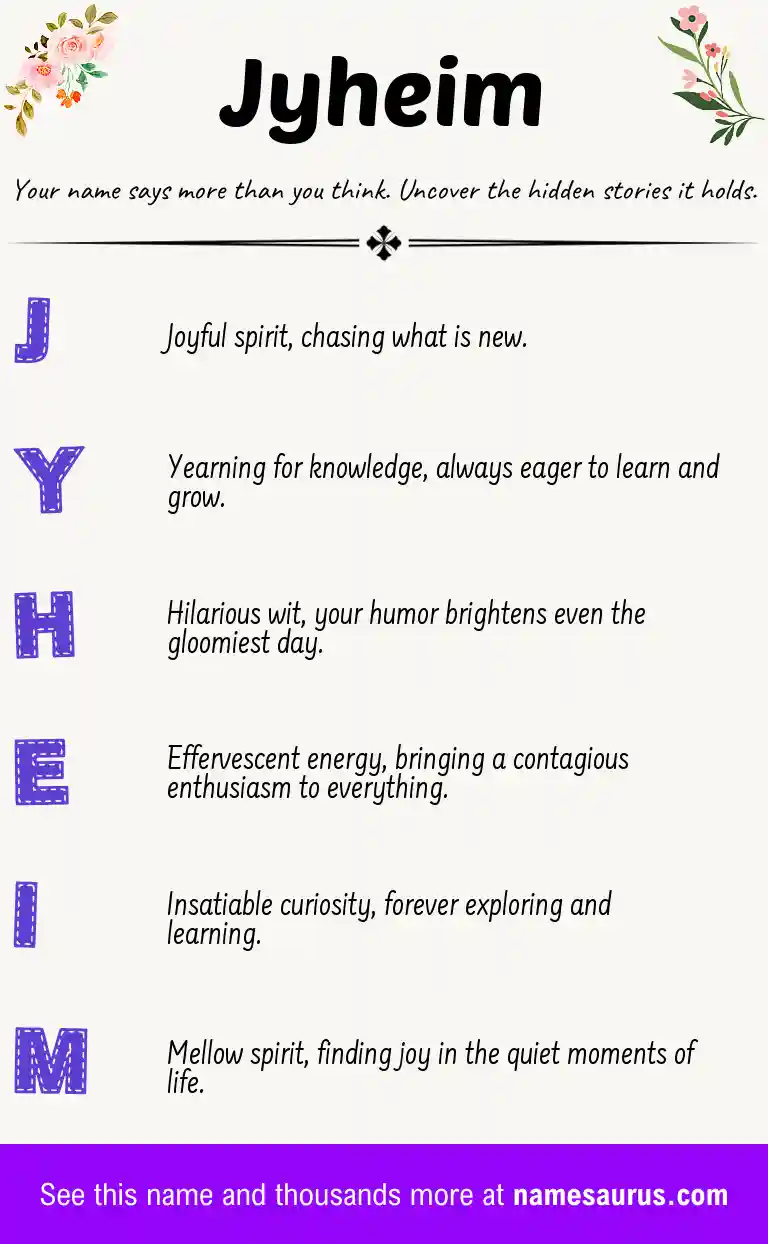 Acrostic poem about Jyheim.