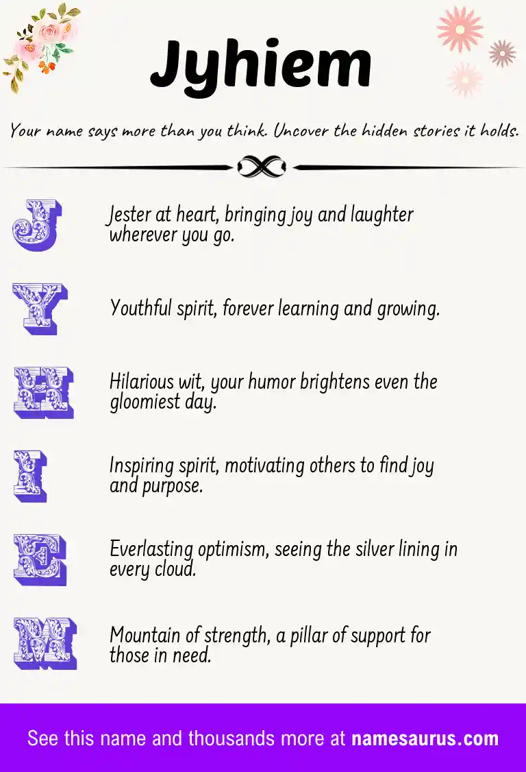 Acrostic poem about Jyhiem.