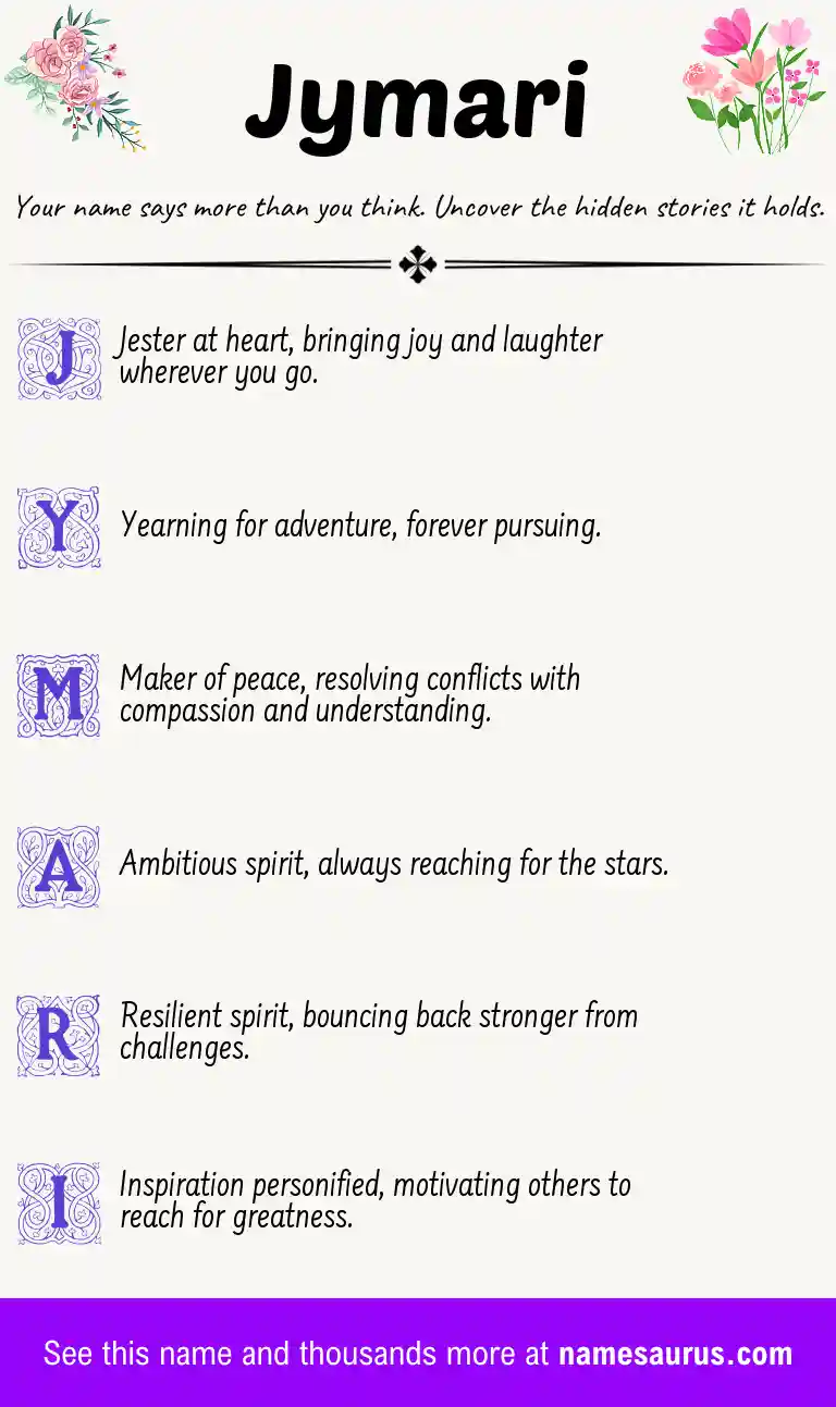 Acrostic poem about Jymari.