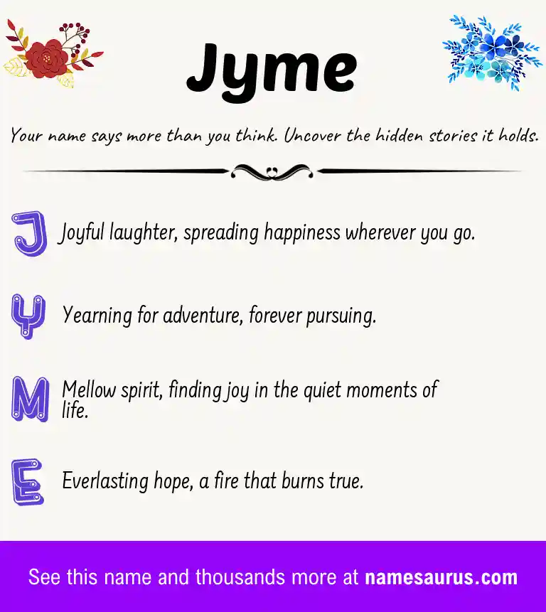 Acrostic poem about Jyme.