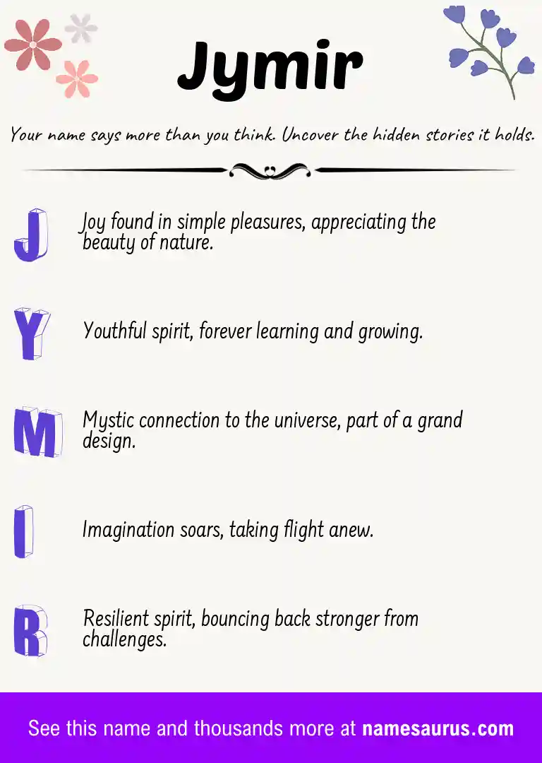 Acrostic poem about Jymir.