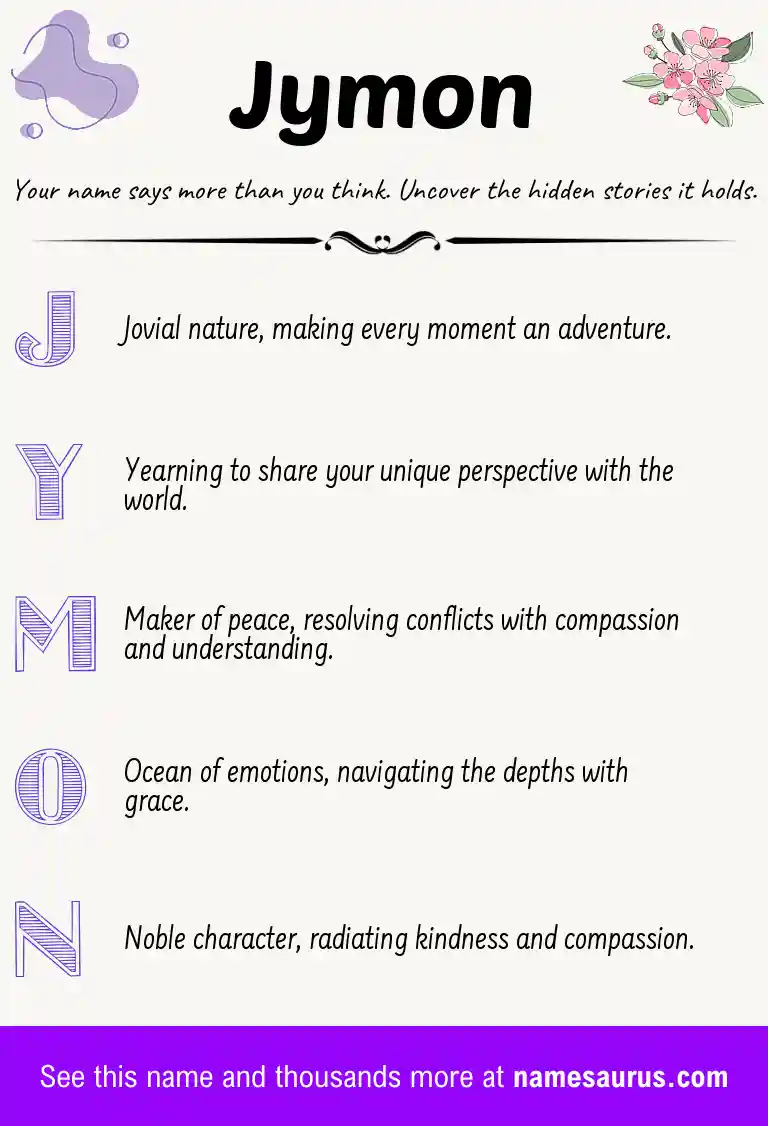 Acrostic poem about Jymon.
