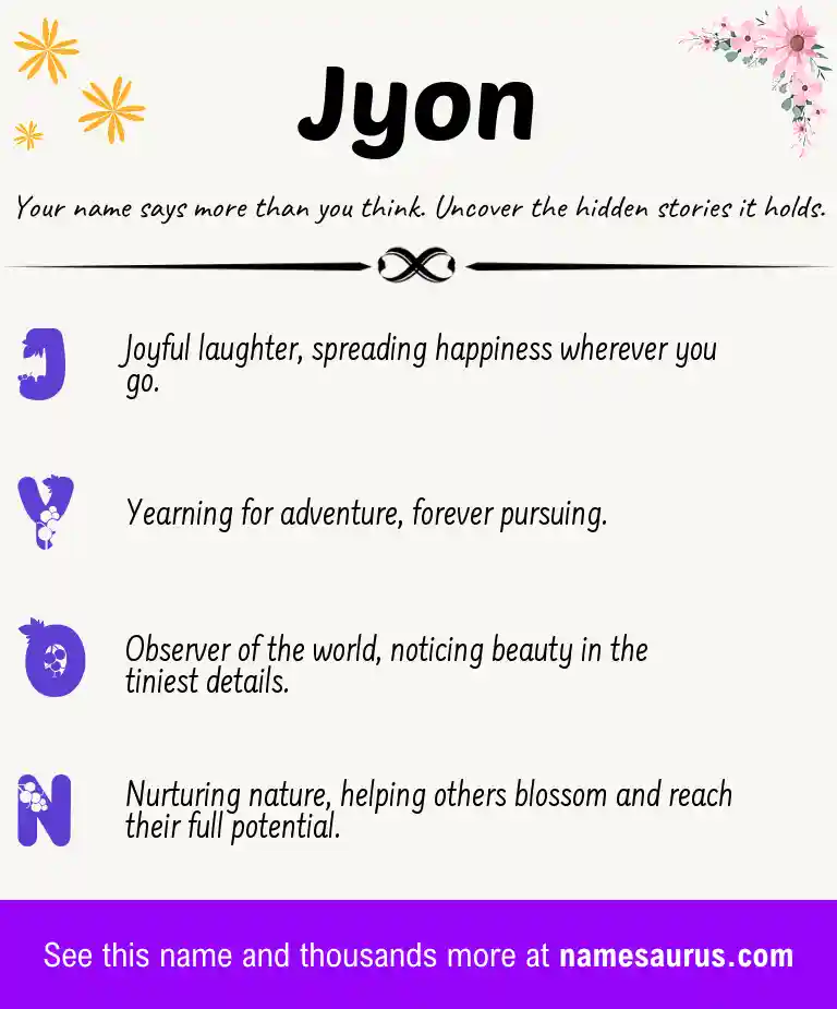 Acrostic poem about Jyon.
