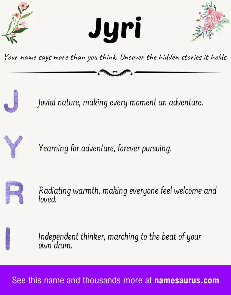Acrostic poem about Jyri.
