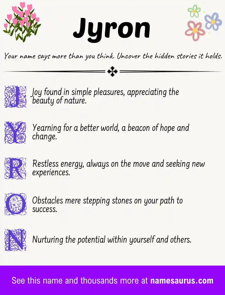 Acrostic poem about Jyron.