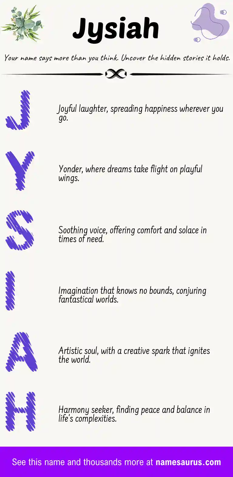 Acrostic poem about Jysiah.