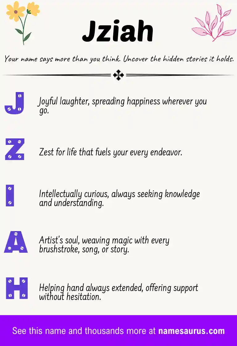 Acrostic poem about Jziah.