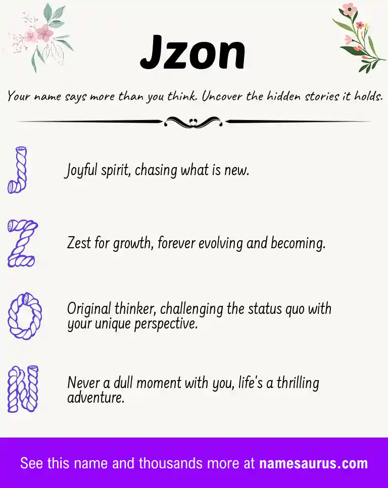Acrostic poem about Jzon.