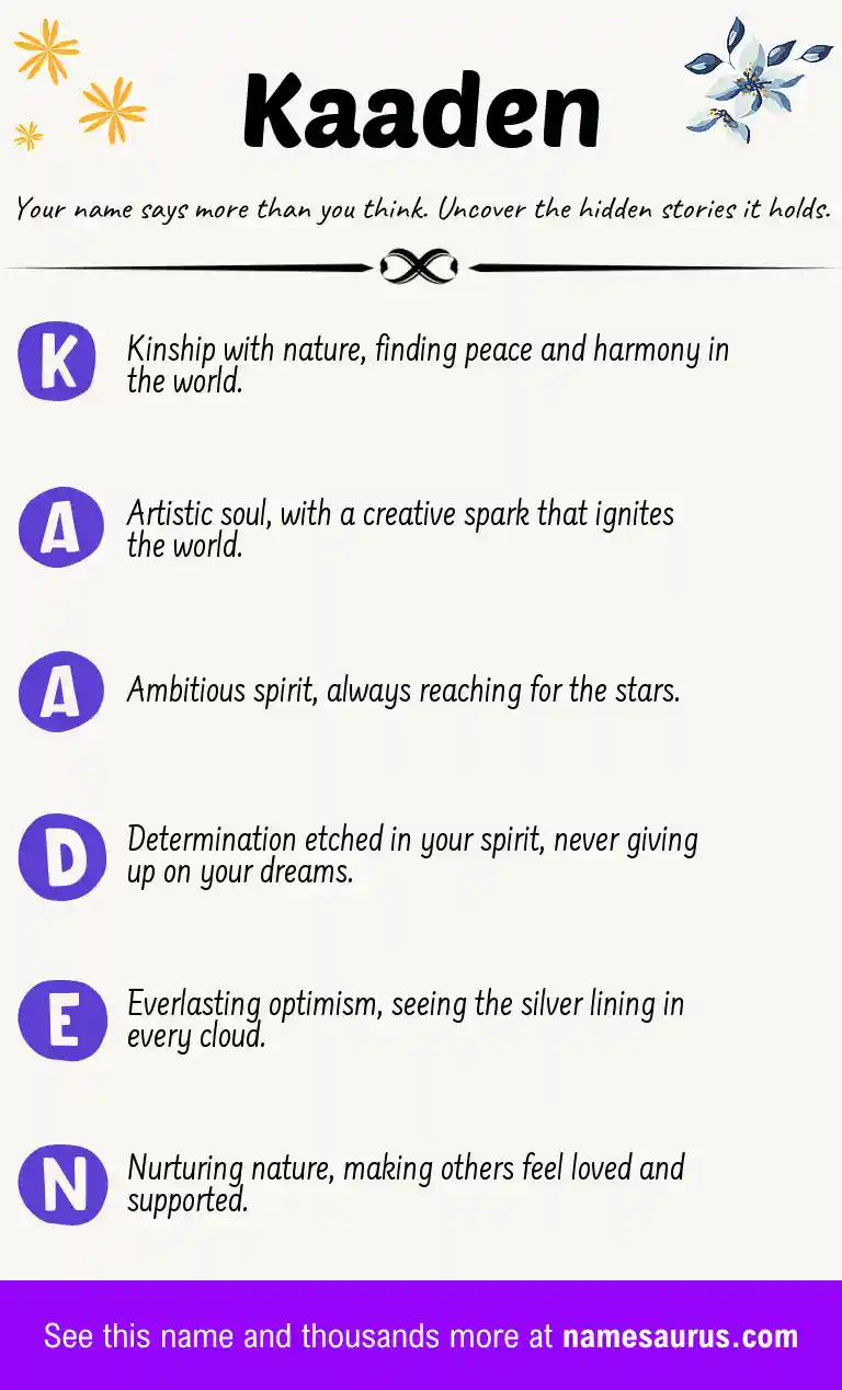Acrostic poem about Kaaden.