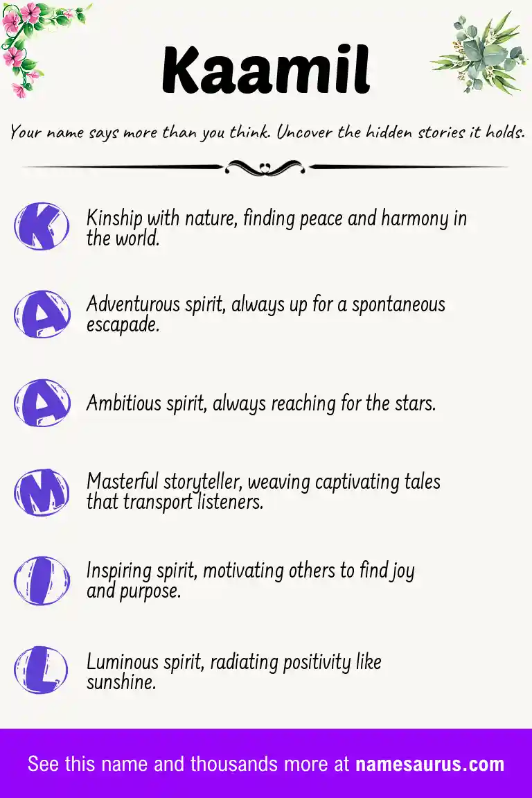 Acrostic poem about Kaamil.