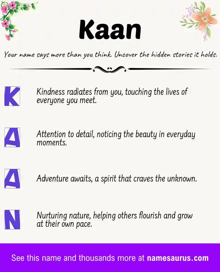 Acrostic poem about Kaan.