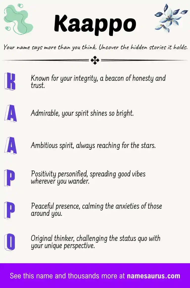 Acrostic poem about Kaappo.