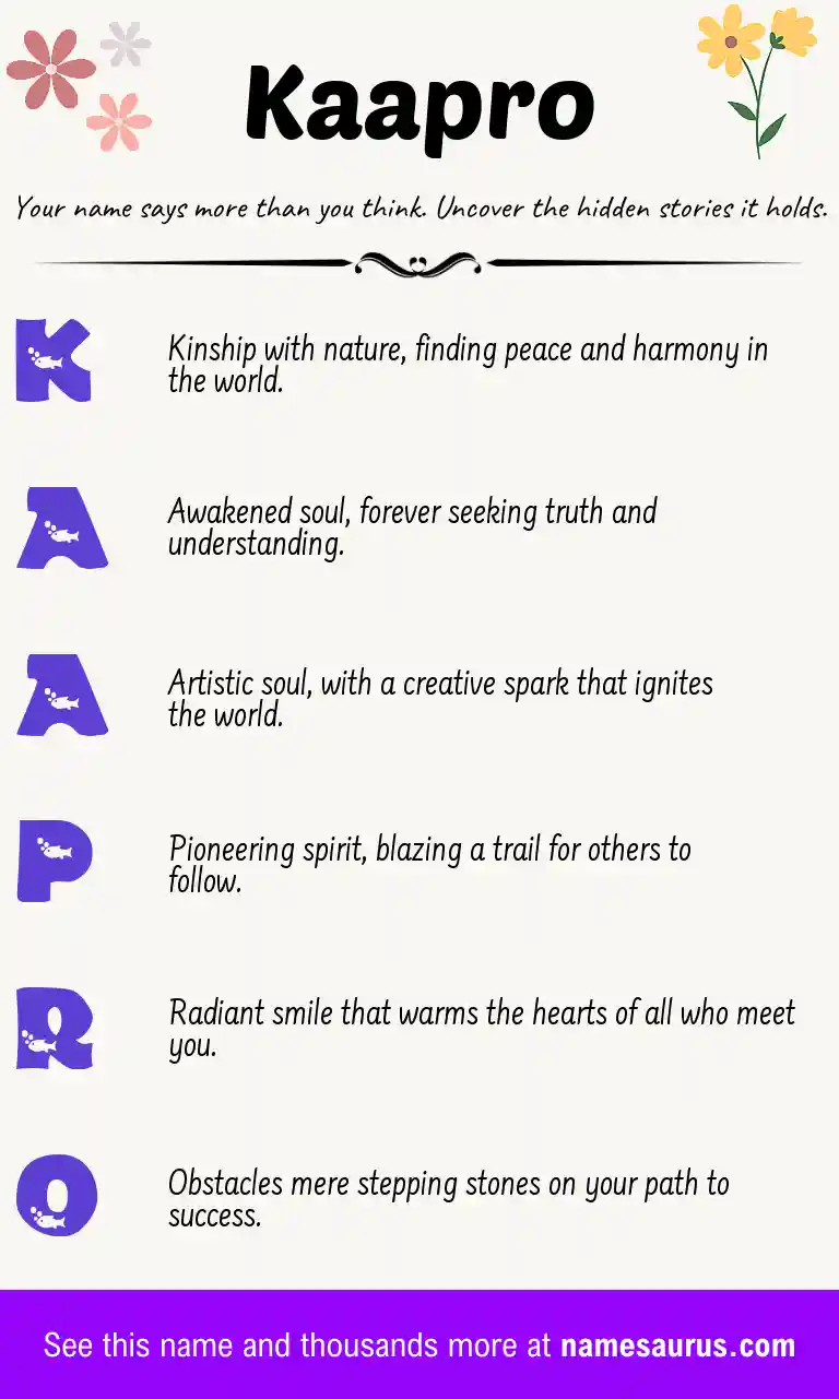 Acrostic poem about Kaapro.