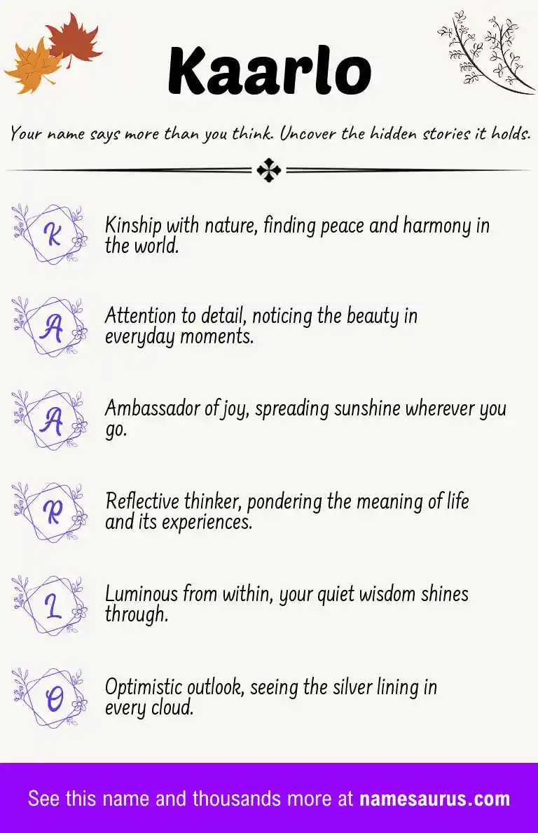 Acrostic poem about Kaarlo.