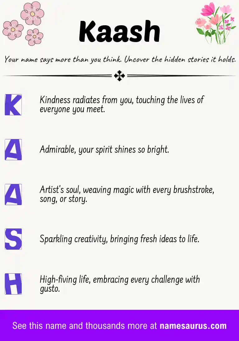 Acrostic poem about Kaash.