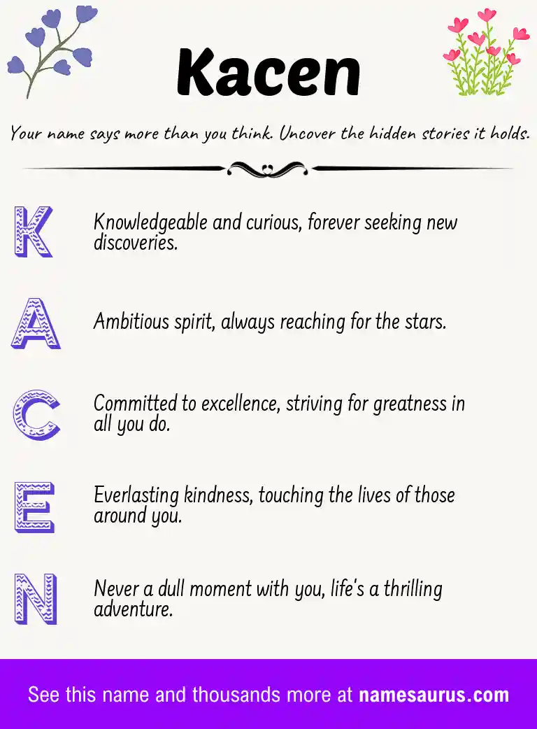 Acrostic poem about Kacen.