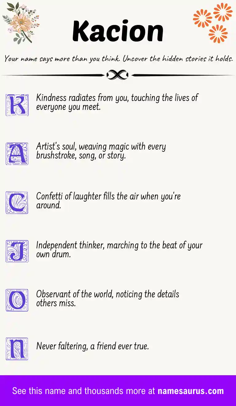 Acrostic poem about Kacion.