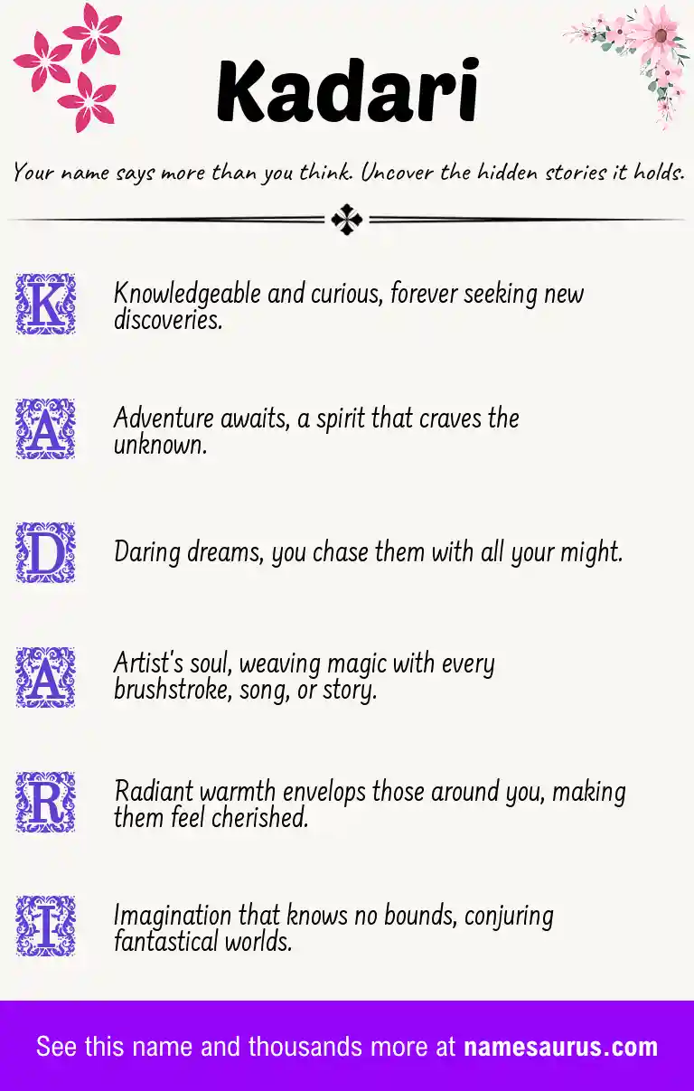 Acrostic poem about Kadari.