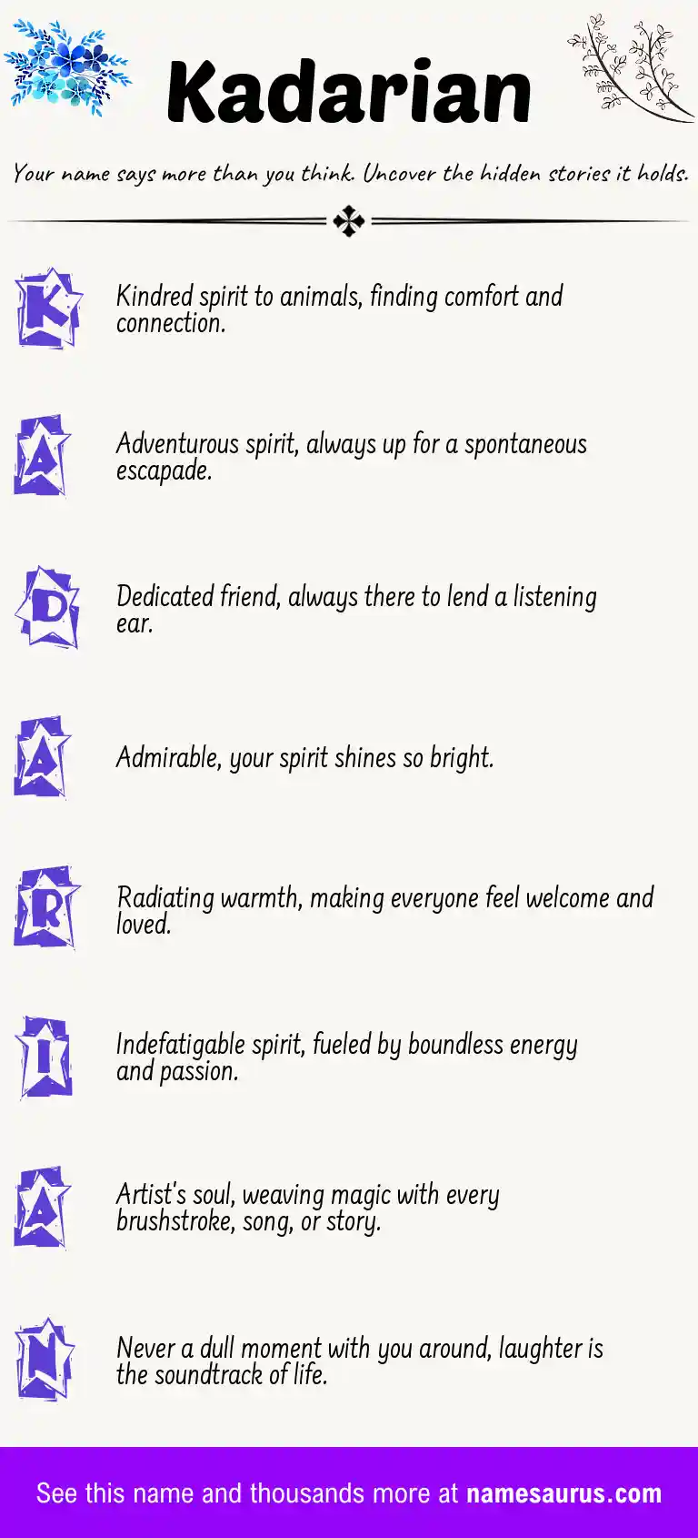 Acrostic poem about Kadarian.