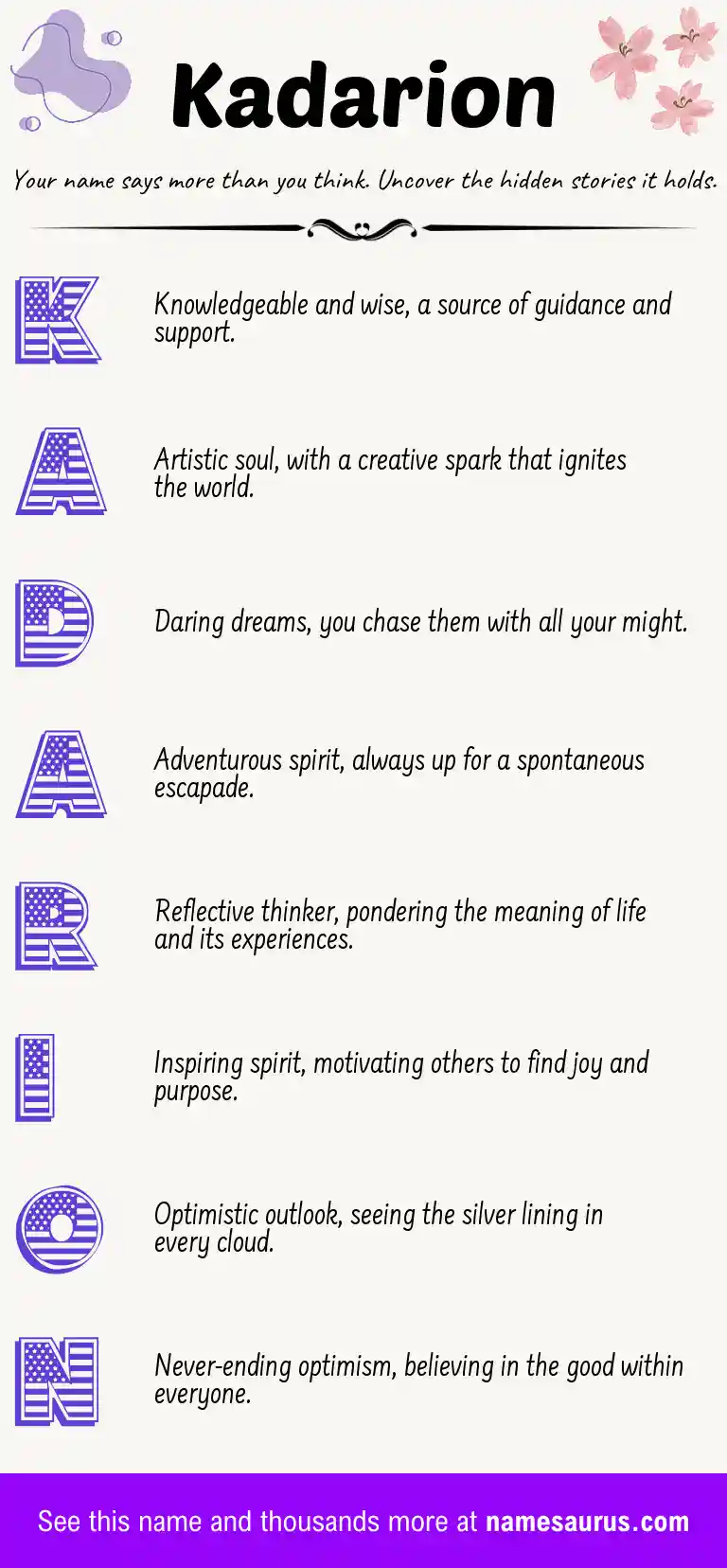 Acrostic poem about Kadarion.