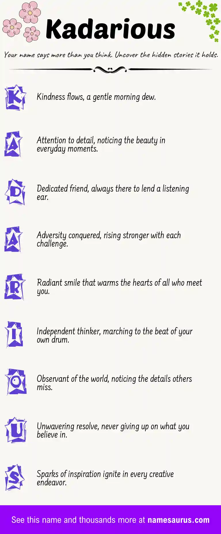Acrostic poem about Kadarious.