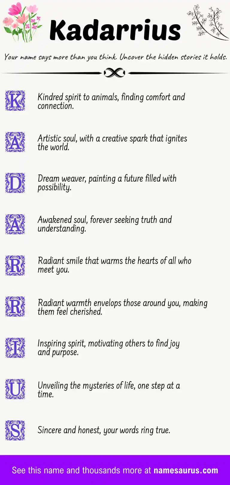 Acrostic poem about Kadarrius.