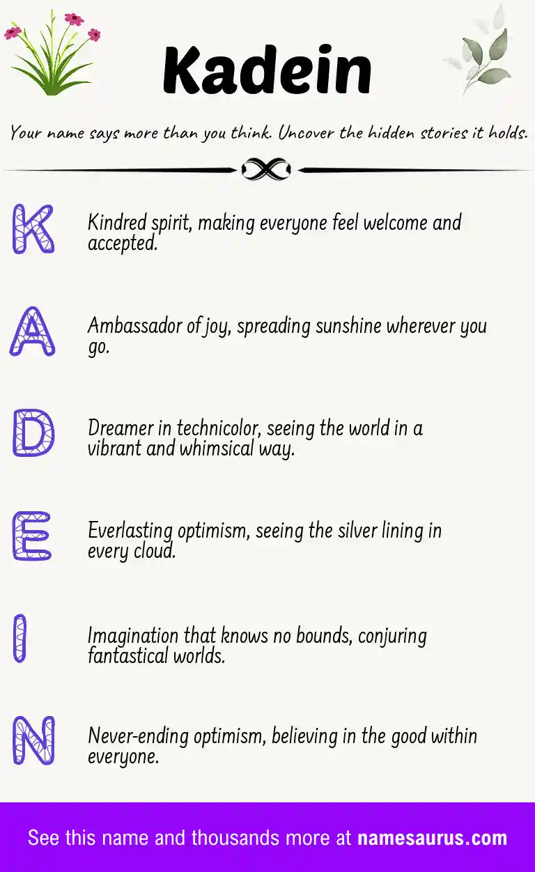 Acrostic poem about Kadein.