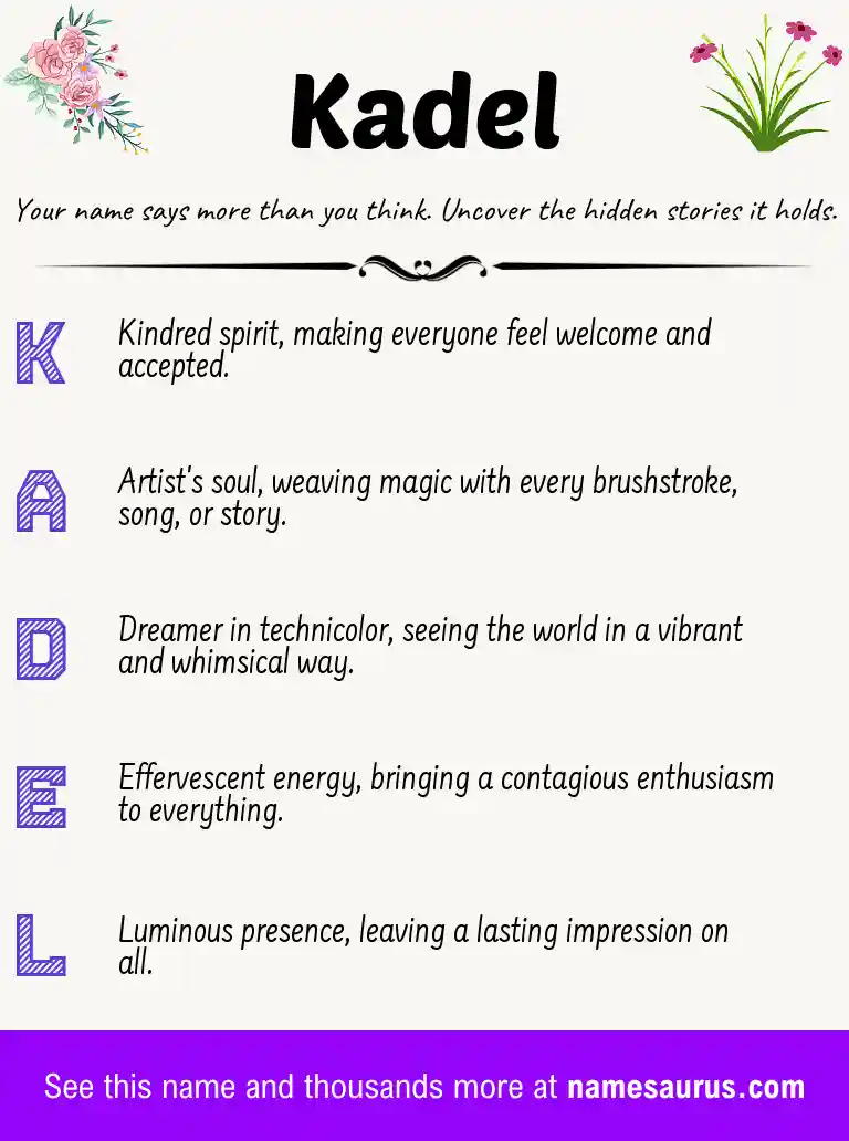 Acrostic poem about Kadel.