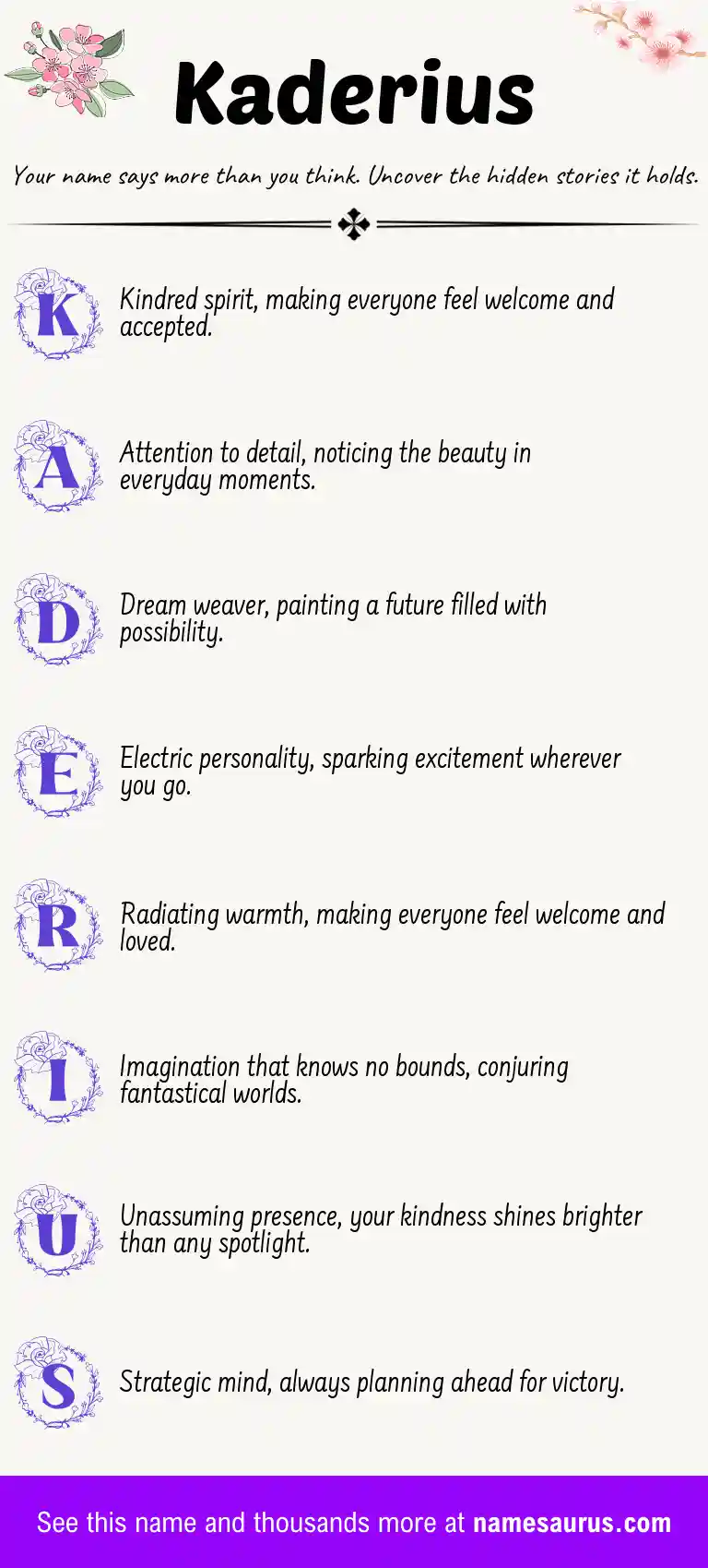 Acrostic poem about Kaderius.