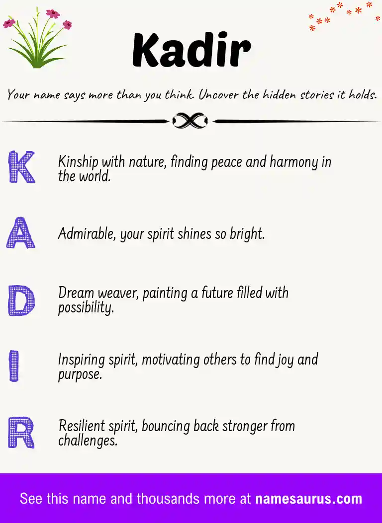 Acrostic poem about Kadir.