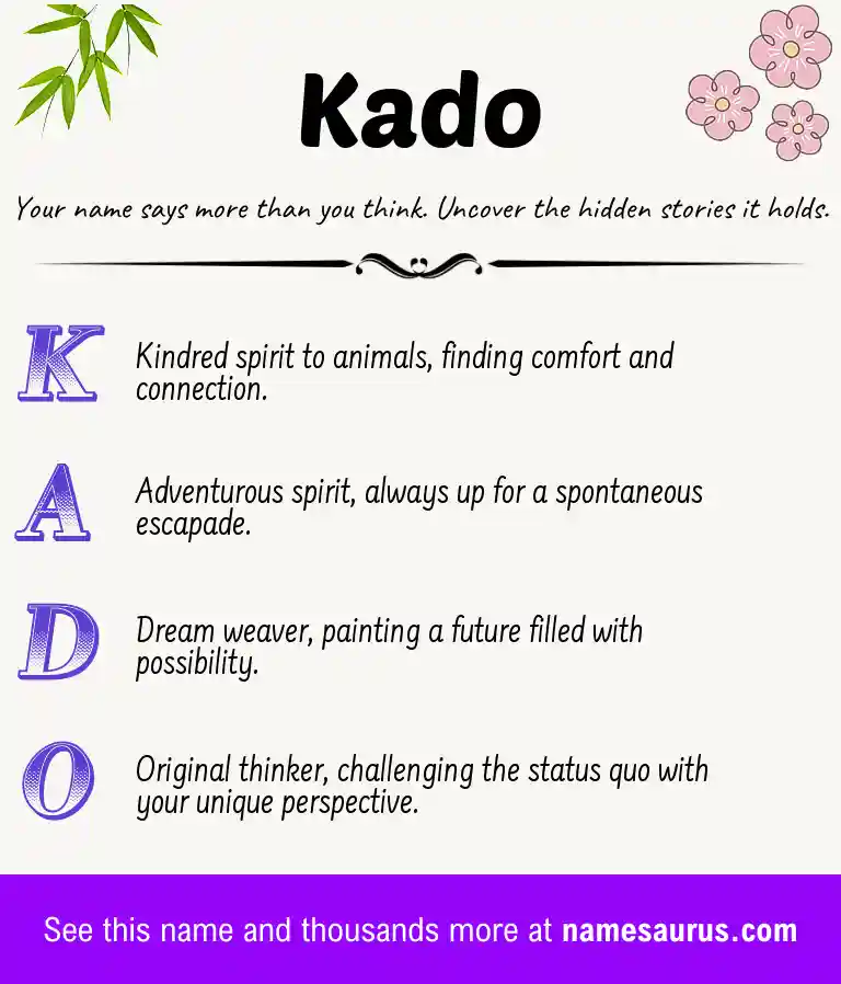 Acrostic poem about Kado.
