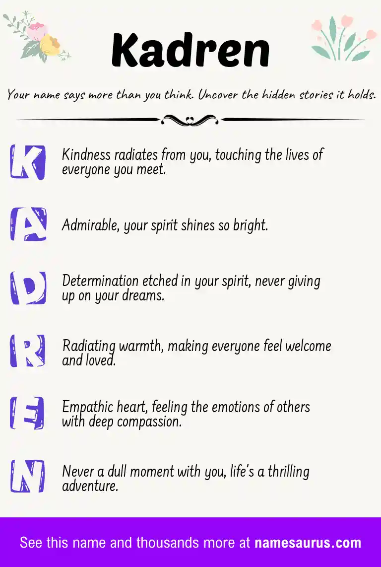 Acrostic poem about Kadren.