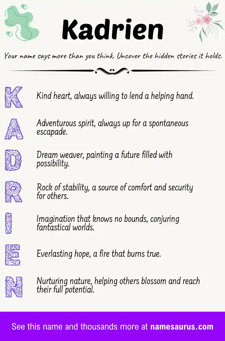 Acrostic poem about Kadrien.