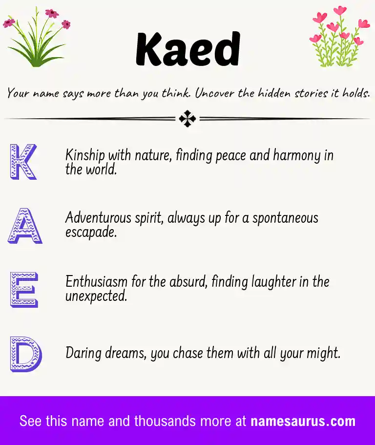 Acrostic poem about Kaed.