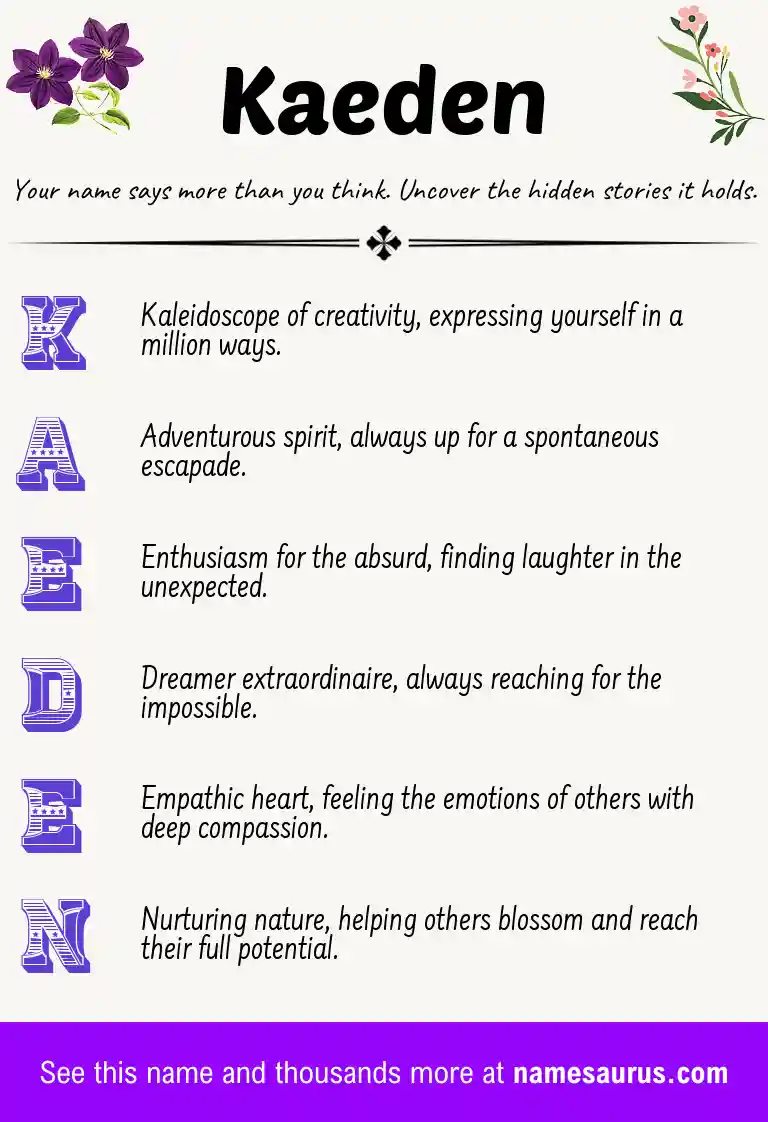Acrostic poem about Kaeden.