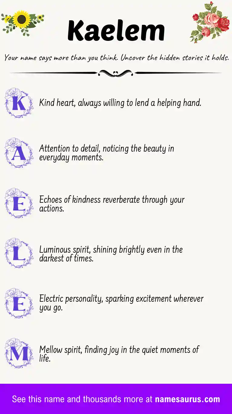 Acrostic poem about Kaelem.