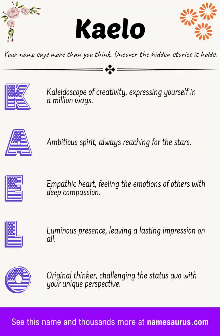 Acrostic poem about Kaelo.
