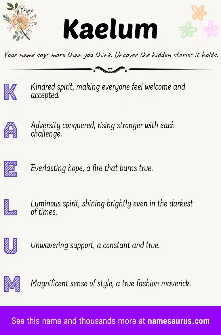 Acrostic poem about Kaelum.