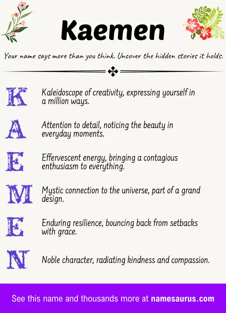 Acrostic poem about Kaemen.