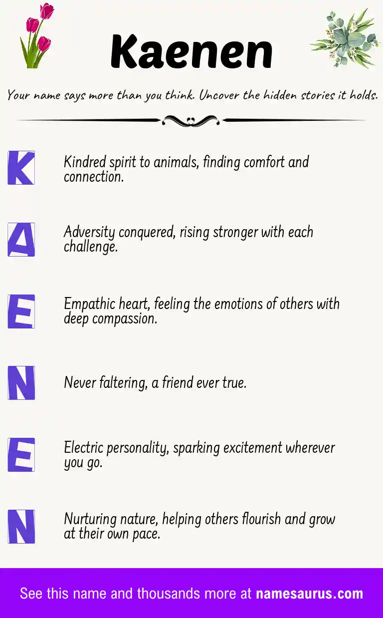 Acrostic poem about Kaenen.