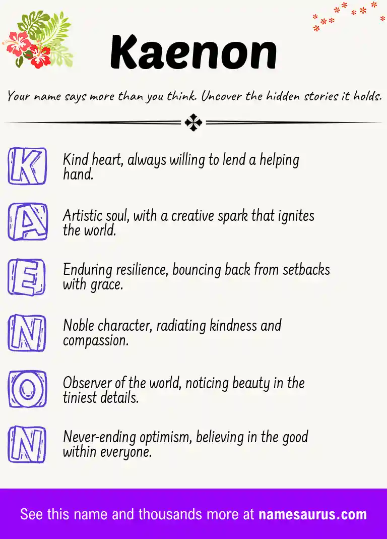 Acrostic poem about Kaenon.