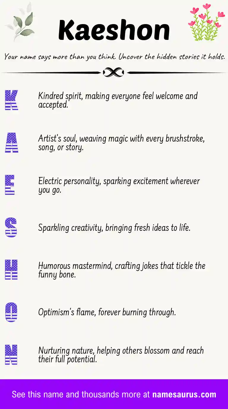Acrostic poem about Kaeshon.